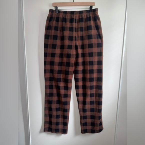 Skims Brown Plaid Polyester Fleece Pajama Set Women’s Size Large - Picture 7 of 13